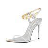 51fgAVmdRcL.jpg Black Pumps for Women Gold Chain Ankle Strap Open Toe Pointed Toe Stiletto High Heels for Formal Events Weddings Parties and