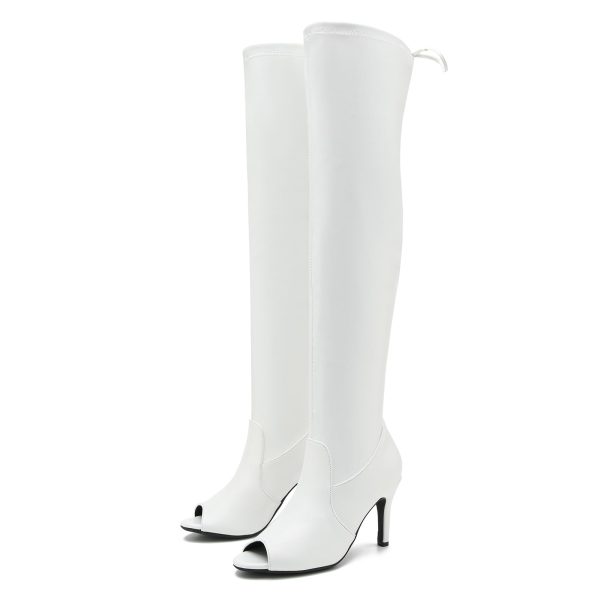 51fvPpc5T4L.jpg Women's Peep Toe Thigh High Boots Over The Knee Boot Sexy Stiletto Heel Lace Up Open Toe Pull on Long Boots