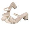 Women's Cross Strap Heeled Sandals Square Open Toe Dressy Block Chunky Sandals