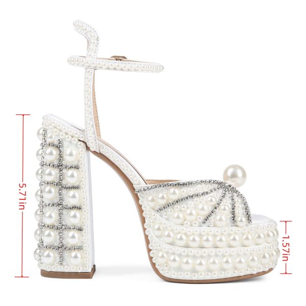 611ZUidf1lL.jpg Women's Platform High Heels Square Open Toe Pearl Heels Buckle Rhinestones Summer Elegant Sandals