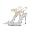 613Z9hH0iL.jpg Black Pumps for Women Gold Chain Ankle Strap Open Toe Pointed Toe Stiletto High Heels for Formal Events Weddings Parties and