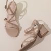 Women's Strappy Open Toe Rhinestone Low Block Chunky Heels Sandals Ankle Buckle Heeled Sandals Wedding Party Dress Pumps Shoes
