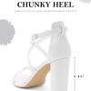 61EeVwJbHL.jpg Chunky Block High Strappy Heels for Women Pump Heeled Sandals Open Toe Ankle Strap Buckle Party Wedding Prom Dress Shoes