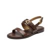 Flat Sandals for Women,Adjustable Strappy Sandals for Women,Summer Fashion Comfortable Open-Toe Wide Dress Leather Sandals for