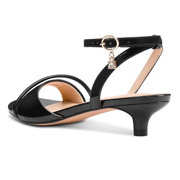 Womens Open Toe Low Heel Sandals Ankle Strap Kitten Heels Prom Slingback Dress Shoes 1.4 Inches Heels