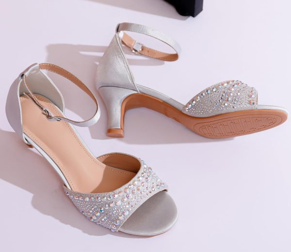 61K-EDlOPNL.jpg Women's Dressy Rhinestone Low Kitten Heel Ankle Strap Open Toe Sandals Dress Shoes Pump Sandals for Wedding Party Evening