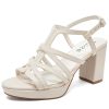 Women's Platform Heels Chunky Heeled Sandals, Ankle Strappy Round Open Toe Dressy Shoes Wedding Party High Pump Heels for Women.