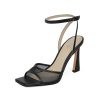 Strappy Heels for Women Heeled Sandals Square Toe Heel Ankle Strap Stiletto Mesh High Heels Dress Shoes