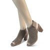 Peep Toe Booties Women, Ankle Booties Skeleton Boots Hook & Loop Strap Mid Block Heel Sandals for Women