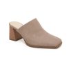 Womens Chunky Stacked Heel Mules Closed Square Toe Heeled Slip on Clogs Casual Backless Loafers Shoes