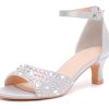 712mr8LpmdL.jpg Women's Dressy Rhinestone Low Kitten Heel Ankle Strap Open Toe Sandals Dress Shoes Pump Sandals for Wedding Party Evening
