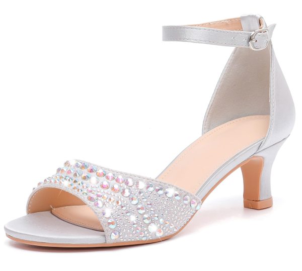 712mr8LpmdL.jpg Women's Dressy Rhinestone Low Kitten Heel Ankle Strap Open Toe Sandals Dress Shoes Pump Sandals for Wedding Party Evening