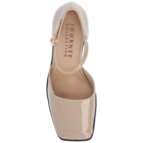 713x7qt0s0L.jpg Womens Buckle Strap Open Square Toe Chunky Stacked Block Heel Evangeline Comfort Foam Pumps