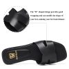 Women's Flat Sandals Dressy Comfortable Slide Sandals Fashion Square Open Toe Slip On Beach Sandals for Summer