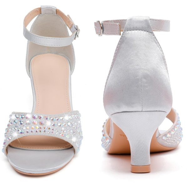 71DOoaVQKiL.jpg Women's Dressy Rhinestone Low Kitten Heel Ankle Strap Open Toe Sandals Dress Shoes Pump Sandals for Wedding Party Evening