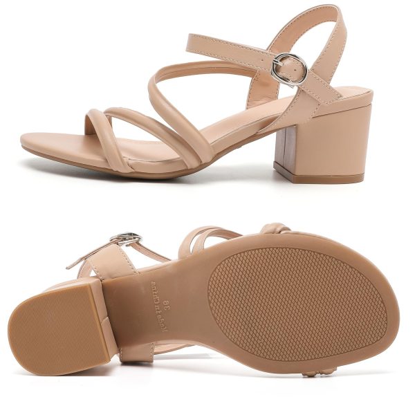 Women's Strappy Open Toe Rhinestone Low Block Chunky Heels Sandals Ankle Buckle Heeled Sandals Wedding Party Dress Pumps Shoes