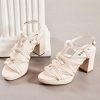 Women's Platform Heels Chunky Heeled Sandals, Ankle Strappy Round Open Toe Dressy Shoes Wedding Party High Pump Heels for Women.