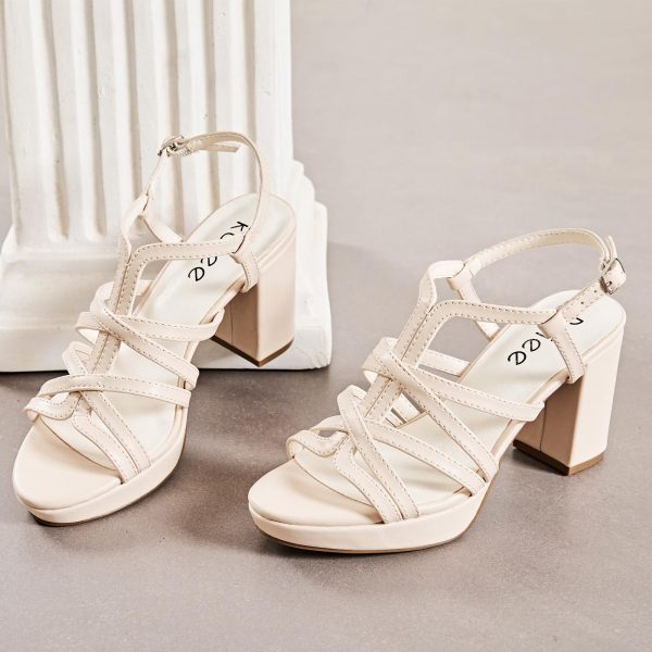 Women's Platform Heels Chunky Heeled Sandals, Ankle Strappy Round Open Toe Dressy Shoes Wedding Party High Pump Heels for Women.