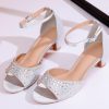 71a7R-zrIgL.jpg Women's Dressy Rhinestone Low Kitten Heel Ankle Strap Open Toe Sandals Dress Shoes Pump Sandals for Wedding Party Evening