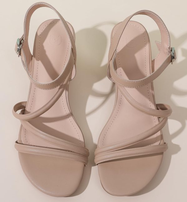 Women's Strappy Open Toe Rhinestone Low Block Chunky Heels Sandals Ankle Buckle Heeled Sandals Wedding Party Dress Pumps Shoes