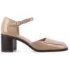 71m1RgEhML.jpg Womens Buckle Strap Open Square Toe Chunky Stacked Block Heel Evangeline Comfort Foam Pumps
