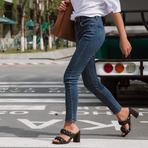 71m9lCgy46L.jpg Women's Braided Heeled Sandals Square Open Toe Summer Heels Slip On Dressy Sandals with Chunky Heel 3.35 Inch