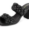 71nsK2h9MDL.jpg Women's Braided Heeled Sandals Square Open Toe Summer Heels Slip On Dressy Sandals with Chunky Heel 3.35 Inch