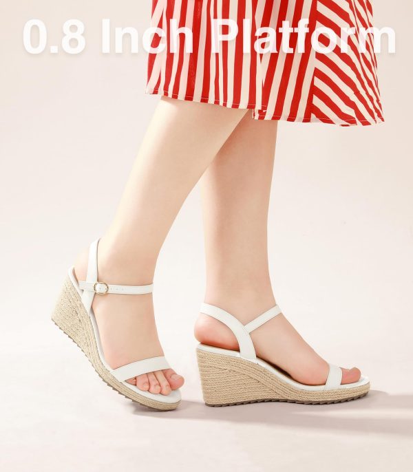 Platform Wedge Sandals for Women, Black Brown White Nude Espadrille Womens Wedge Sandals Comfortable Open Toe Ankle Strap High
