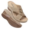 71yMQ4A5fqL.jpg Womens Wedge Sandals Leather: Dressy Sandal, Rubber Sole, Comfortable Walking, Casual Slip on Summer Shoes, Size 5-11