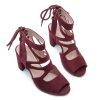 Womens Gladiator Sandals Strappy Lace Up Hollow Out Chunky High Heels