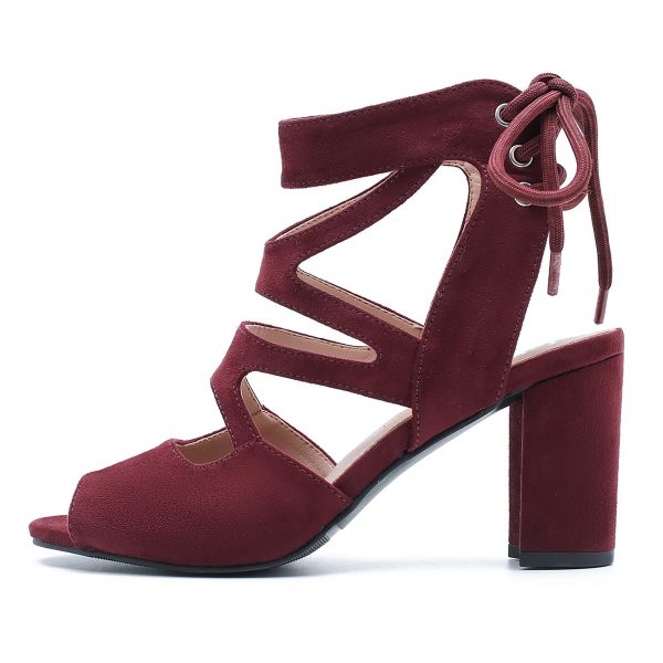 Womens Gladiator Sandals Strappy Lace Up Hollow Out Chunky High Heels