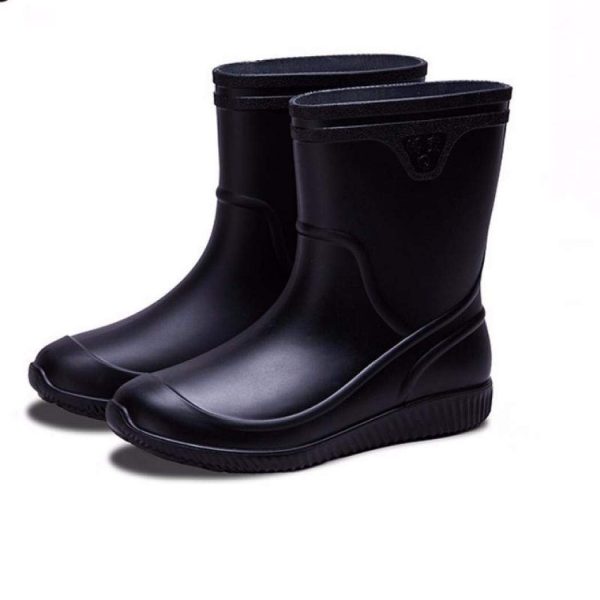 Mens Rain Boots Slip On Non-Slip Rubber Waterproof Ankle Boots Rain Shoes