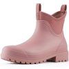 Women's Rain Shoes Waterproof Ankle Rain Boots Slip on Rubber Garden Booties Comfort Lined Chelsea Boot