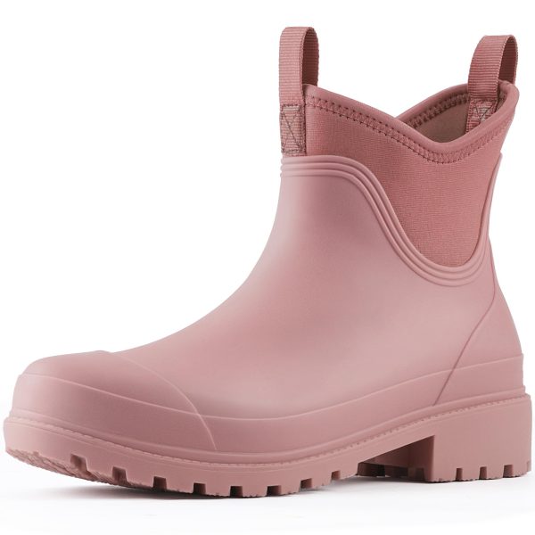 Women's Rain Shoes Waterproof Ankle Rain Boots Slip on Rubber Garden Booties Comfort Lined Chelsea Boot