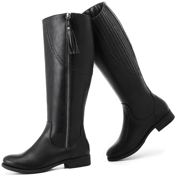 614NzzhRhLL.jpg Women's Knee High Boots - Stylish and Comfortable Round Toe Low Heel Riding Combat Tall Boots with Side Zipper Closure for Fall