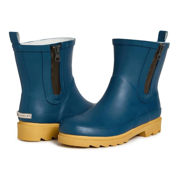 Women's Rain Boots, Mid Cut Rubber Rain Boots for Women - Waterproof Ankle Boots with Side Zipper