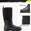Rubber Work Boot for Men with Steel Shank, Waterproof Anti Slip Hunting Boot, Warm 6mm Neoprene Hunting Mud Boot, Sturdy Black