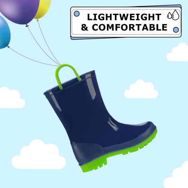 61j5SCSHS4L.jpg Boys Girls Rain Boots Toddler Kids Waterproof Boots Children Lightweight Rain Shoes with Handles