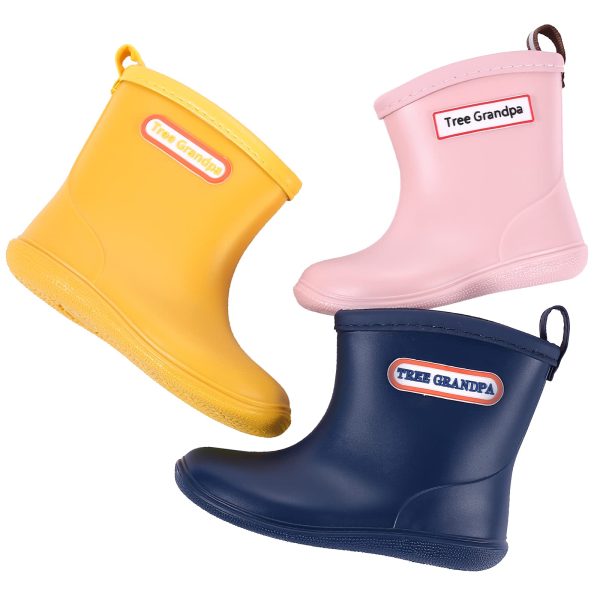 Toddler Rain Boots for Boys Girls Waterproof Baby Kids Rain Boots With Easy-on