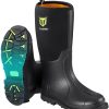 Rubber Work Boot for Men with Steel Shank, Waterproof Anti Slip Hunting Boot, Warm 6mm Neoprene Hunting Mud Boot, Sturdy Black