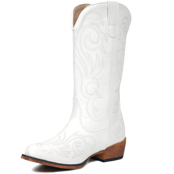 Cowboy Boots For Women Mid Calf Cowgirl Boots Pointy Toe Western Boot