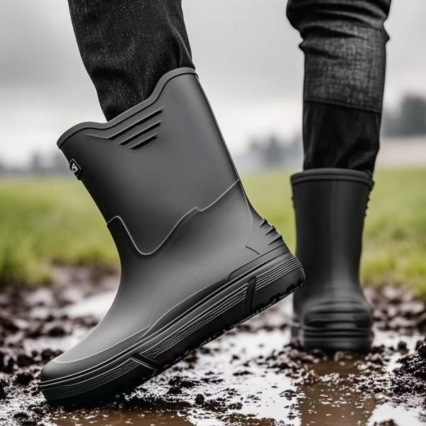 61zhnv2Xs1L.jpg Rain Boots for Women men, Rubber Boots Waterproof with PVC Unique Design, Comfort Lightweight Work Mud Boots, Resistant Durable