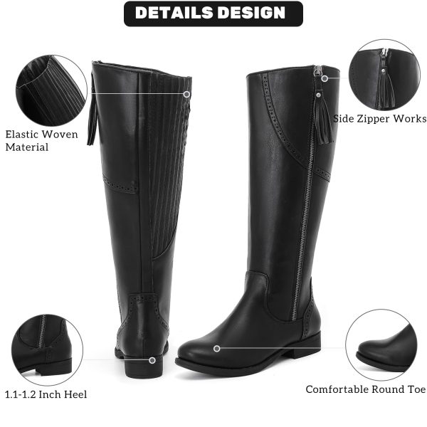 710vv7hJWzL.jpg Women's Knee High Boots - Stylish and Comfortable Round Toe Low Heel Riding Combat Tall Boots with Side Zipper Closure for Fall