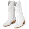 714eGiiEKvL.jpg Cowboy Boots for Women Cowgirl Boots Wide Calf Pointed Toe Embroidered Fashion Western Chunky Pull On