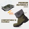 Rubber Boots for Men with Steel Shank, Mid Calf Work Rain Boots, Men's Outdoor Waterproof Anti-Slip Hunting Boot, Size 6-13
