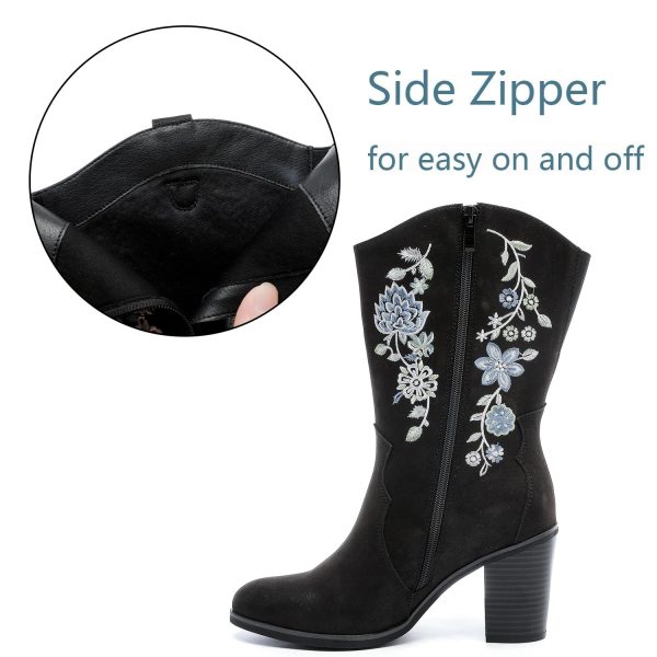 Women's Wide Width Cowboy Cowgirl Boots - Wide Calf Pointed Toe Pump Heel Women's Western Boots.