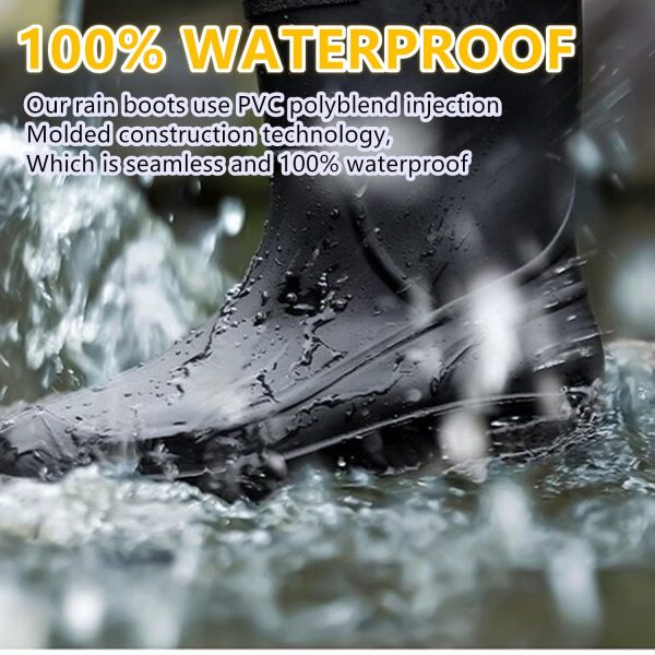 71Hu5sPsKVL.jpg Rain Boots for Women men, Rubber Boots Waterproof with PVC Unique Design, Comfort Lightweight Work Mud Boots, Resistant Durable