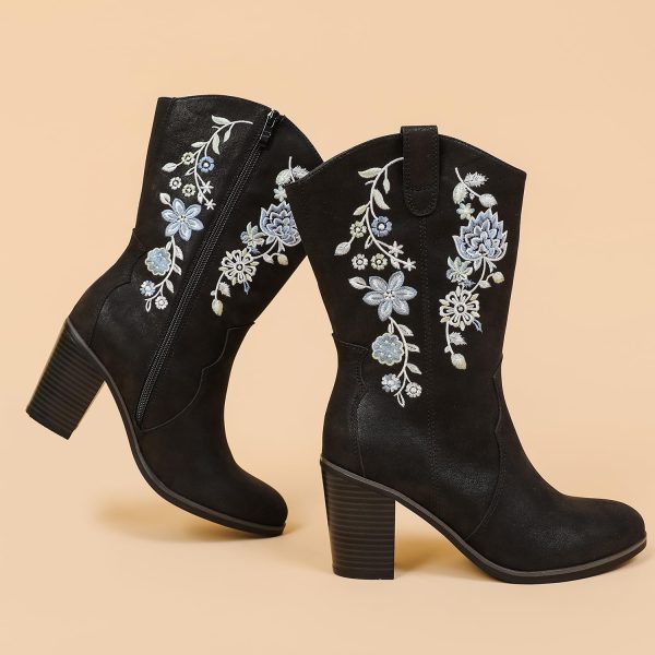 Women's Wide Width Cowboy Cowgirl Boots - Wide Calf Pointed Toe Pump Heel Women's Western Boots.