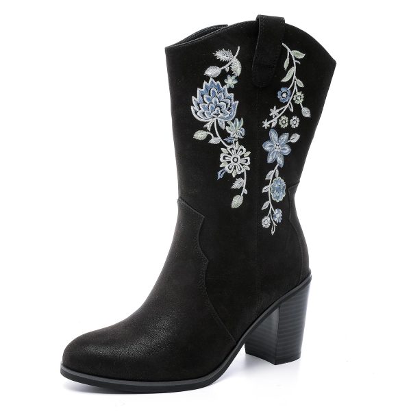 Women's Wide Width Cowboy Cowgirl Boots - Wide Calf Pointed Toe Pump Heel Women's Western Boots.