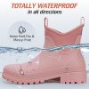 Women's Rain Shoes Waterproof Ankle Rain Boots Slip on Rubber Garden Booties Comfort Lined Chelsea Boot